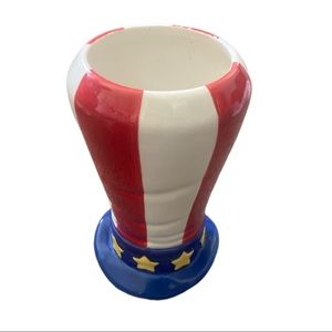 Vintage Napco Uncle Sam Cap Cup Top Hat 6” Mug Americana Red White and Blue USA
